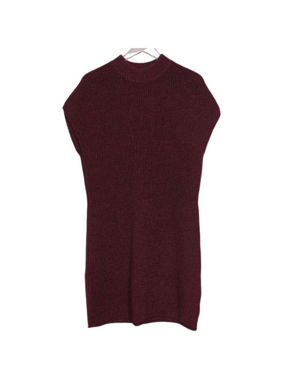 Athleta Ribbed 100% Merino Wool Dress Womens Size Medium Red Knit Mock Neck